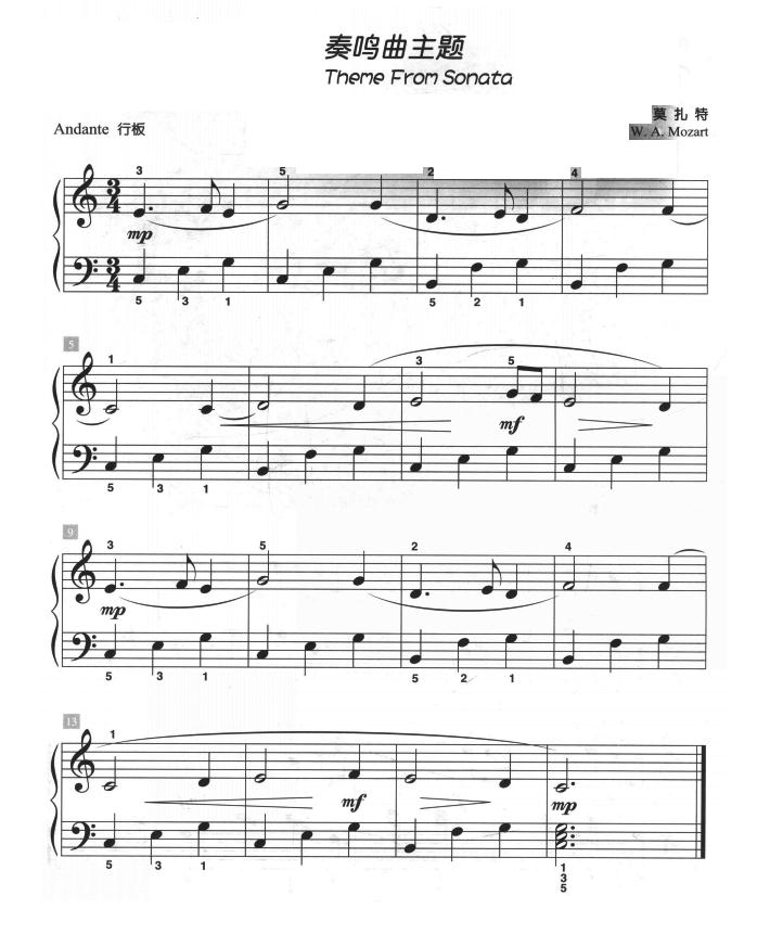 奏鸣曲主题（儿童古典钢琴小品）钢琴曲谱（图1）