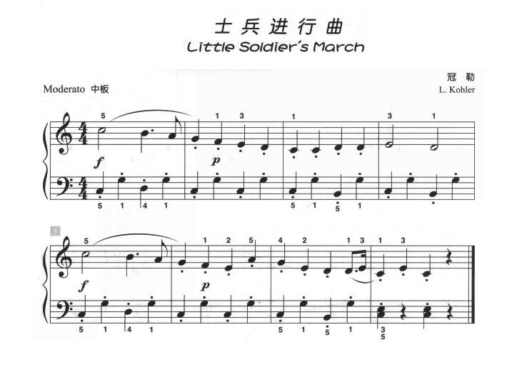 士兵进行曲（儿童古典钢琴小品）钢琴曲谱（图1）