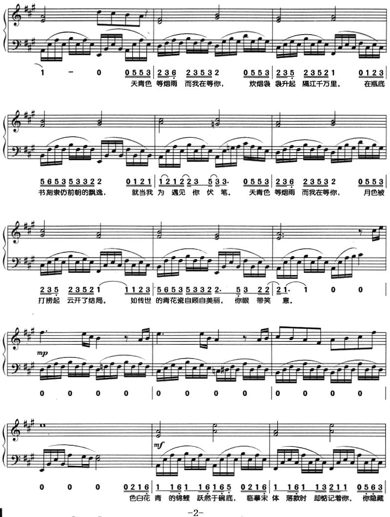 青花瓷（钢琴弹唱）钢琴曲谱（图2）