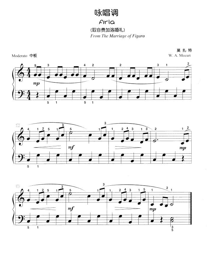 咏唱调（儿童古典钢琴小品）钢琴曲谱（图1）