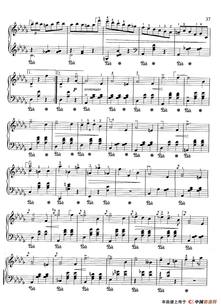 “小狗”圆舞曲（降D大调）钢琴曲谱（图2）