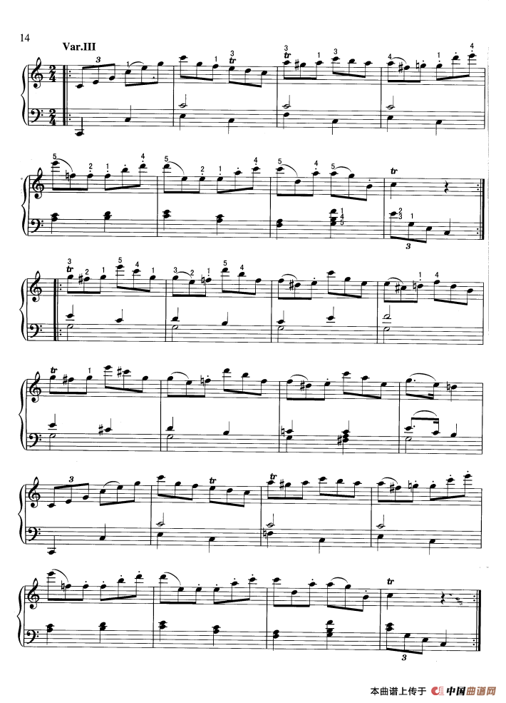 “星星”变奏曲钢琴曲谱（图3）