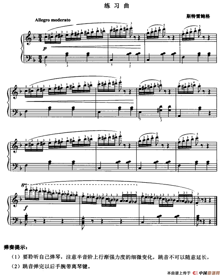 斯特雷鲍格练习曲钢琴曲谱（图1）