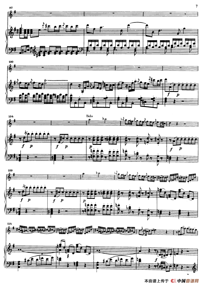 第三协奏曲第一乐章 G大调 Op.216（小提琴和钢琴）钢琴曲谱（图6）