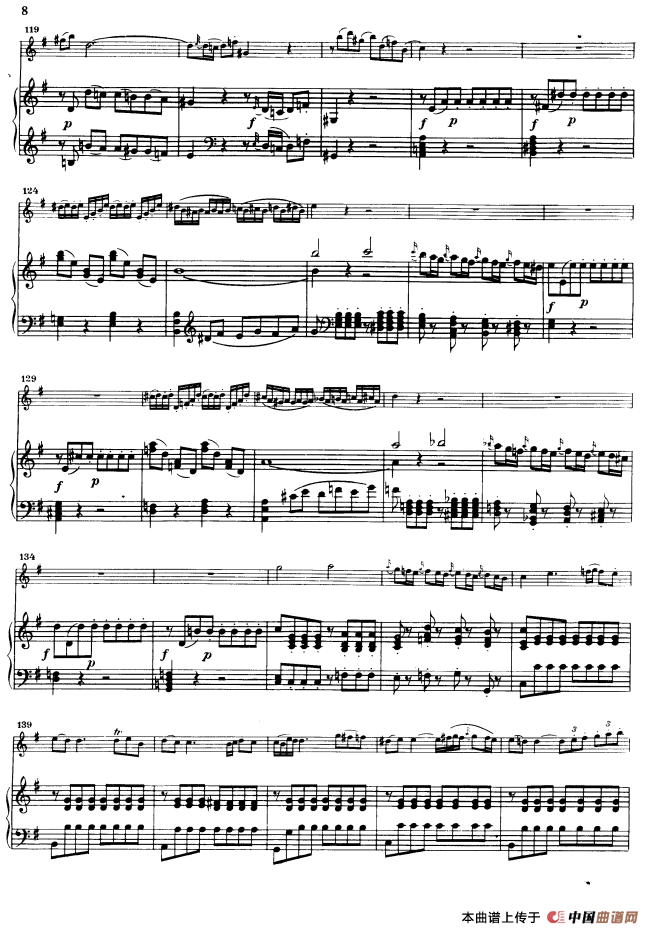 第三协奏曲第一乐章 G大调 Op.216（小提琴和钢琴）钢琴曲谱（图7）