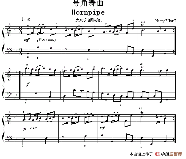考级初级曲目：号角舞曲钢琴曲谱（图1）