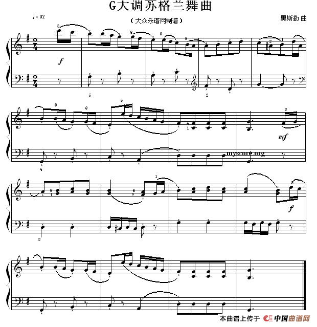 考级初级曲目：G大调苏格兰舞曲钢琴曲谱（图1）