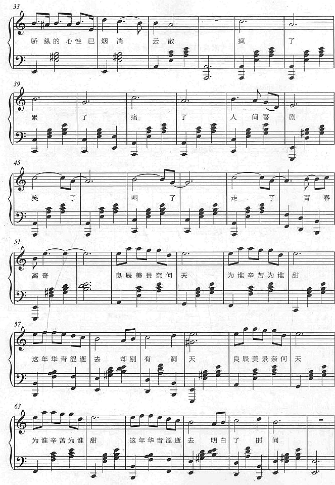 致青春2钢琴曲谱（图1）
