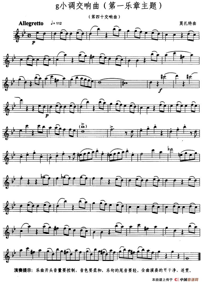 g小调交响曲（第一乐章主题）钢琴曲谱（图1）