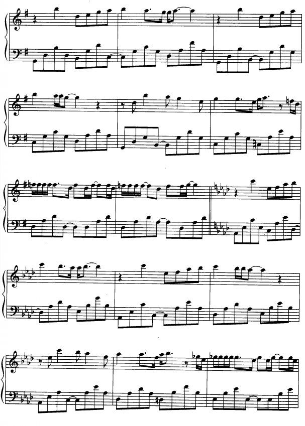 镜中人5钢琴曲谱（图1）