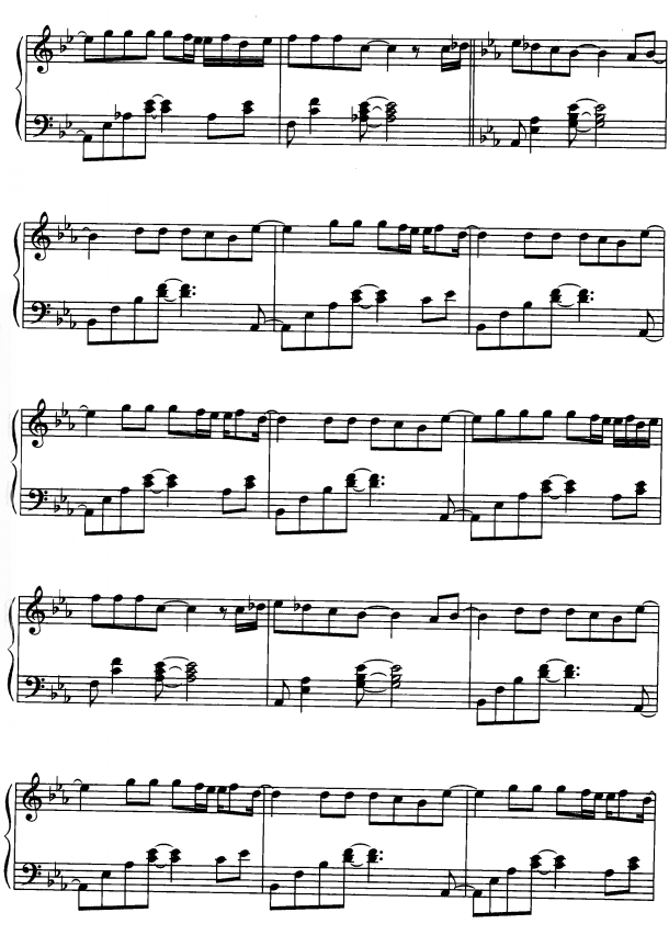 哭5钢琴曲谱（图1）