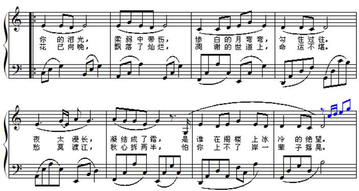 菊花台（C调转D调音高）钢琴曲谱（图2）