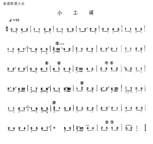 小工调古筝曲谱（图1）