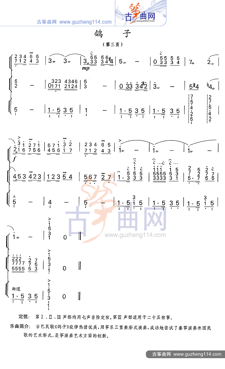 鸽子古筝曲谱（图3）