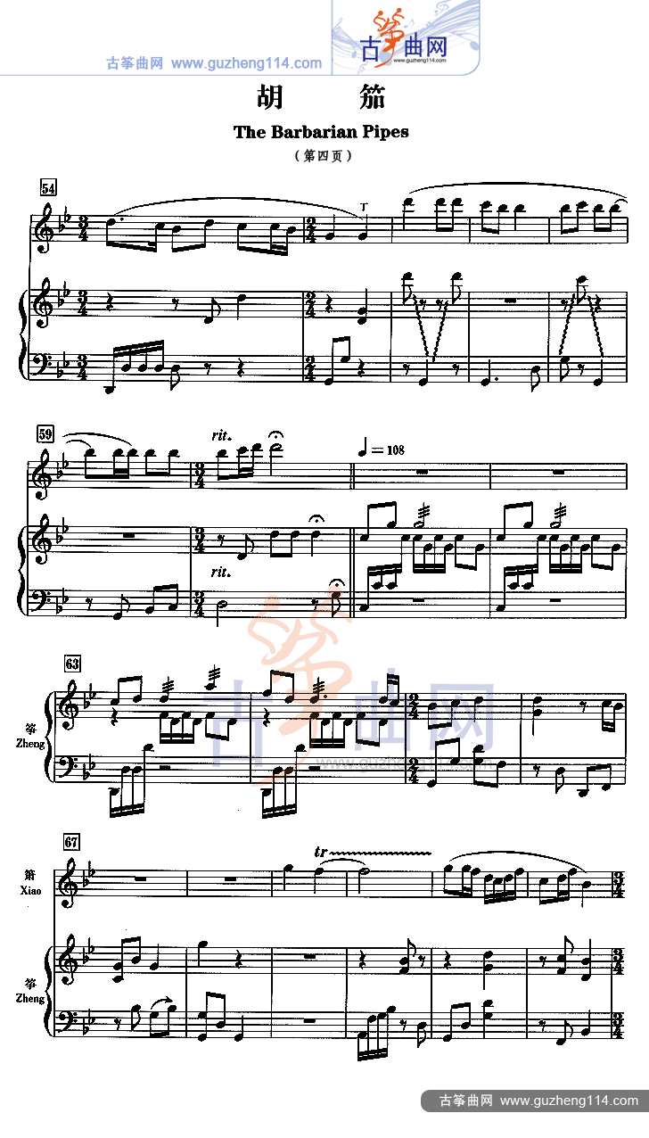 胡笳（五线谱）古筝曲谱（图4）