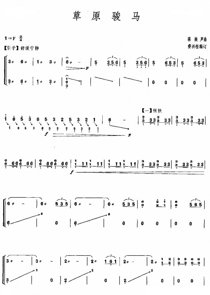 草原骏马（古筝曲）古筝曲谱（图1）