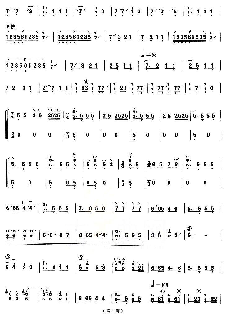 闹元宵（【上海筝会】考级六级曲目）古筝曲谱（图2）