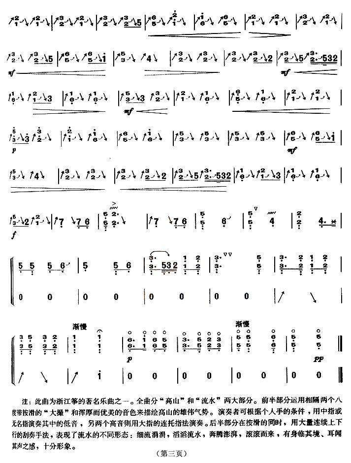 高山流水（浙江筝曲 、【上海筝会】考级五级曲目）古筝曲谱（图3）