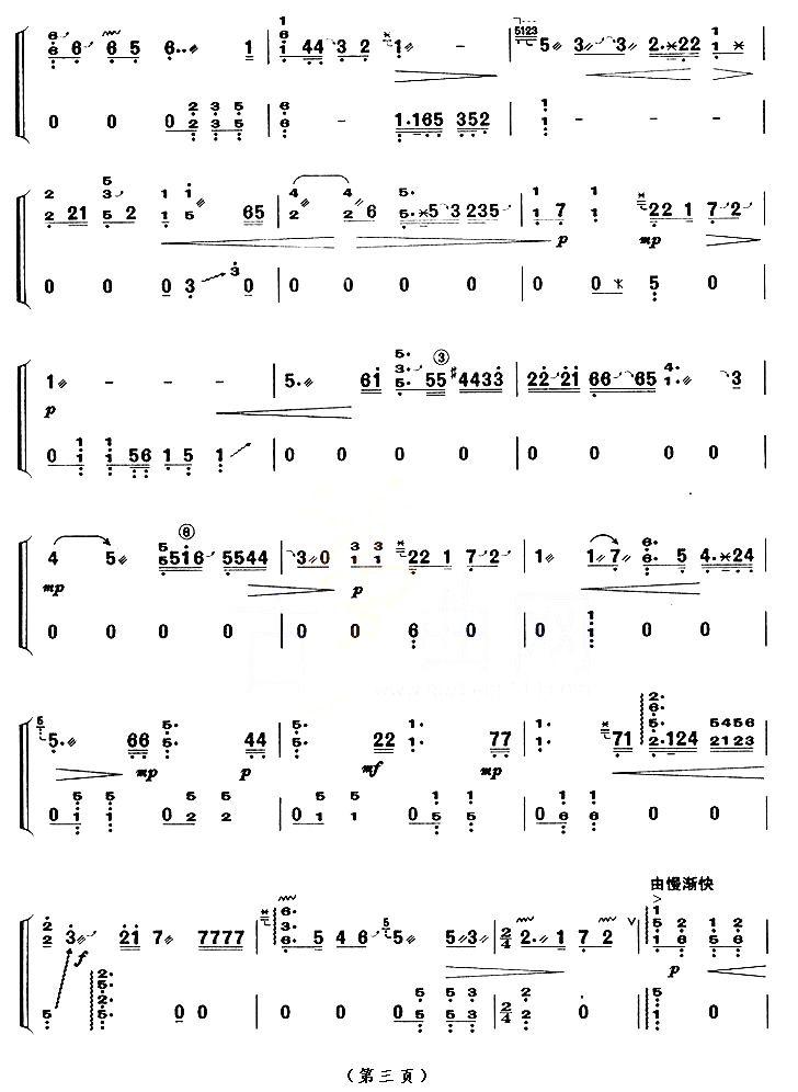 花篮谣（【上海筝会】考级十级曲目）古筝曲谱（图3）