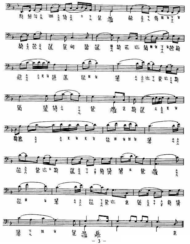 渔歌（查阜西演奏版、古琴谱）古筝曲谱（图3）