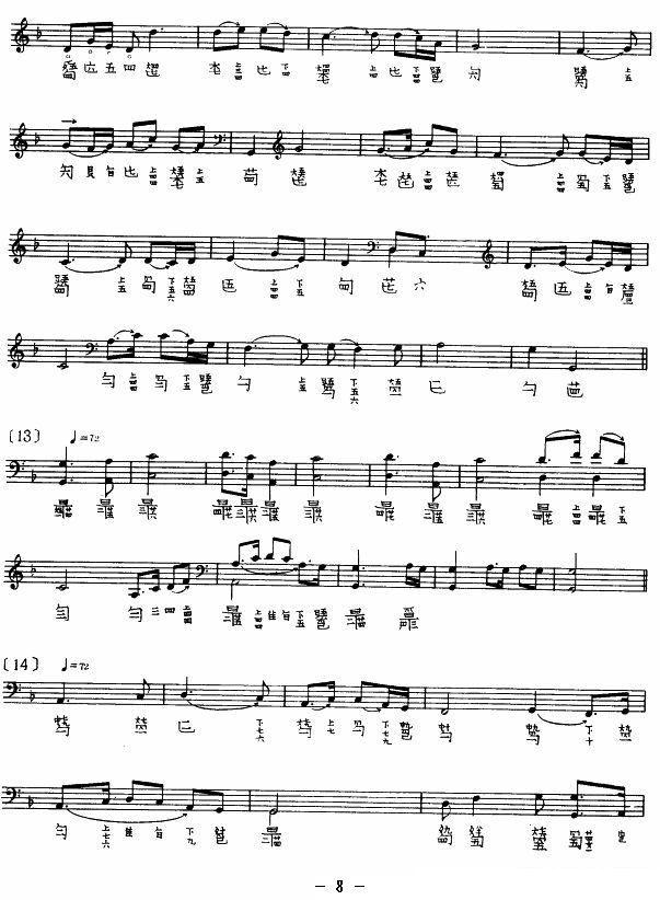 渔歌（查阜西演奏版、古琴谱）古筝曲谱（图8）