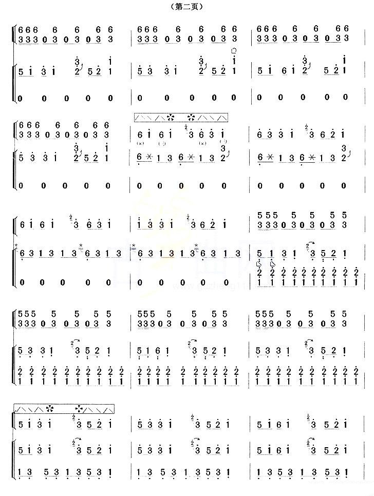 阿细跳月（古筝+琵琶）古筝曲谱（图2）