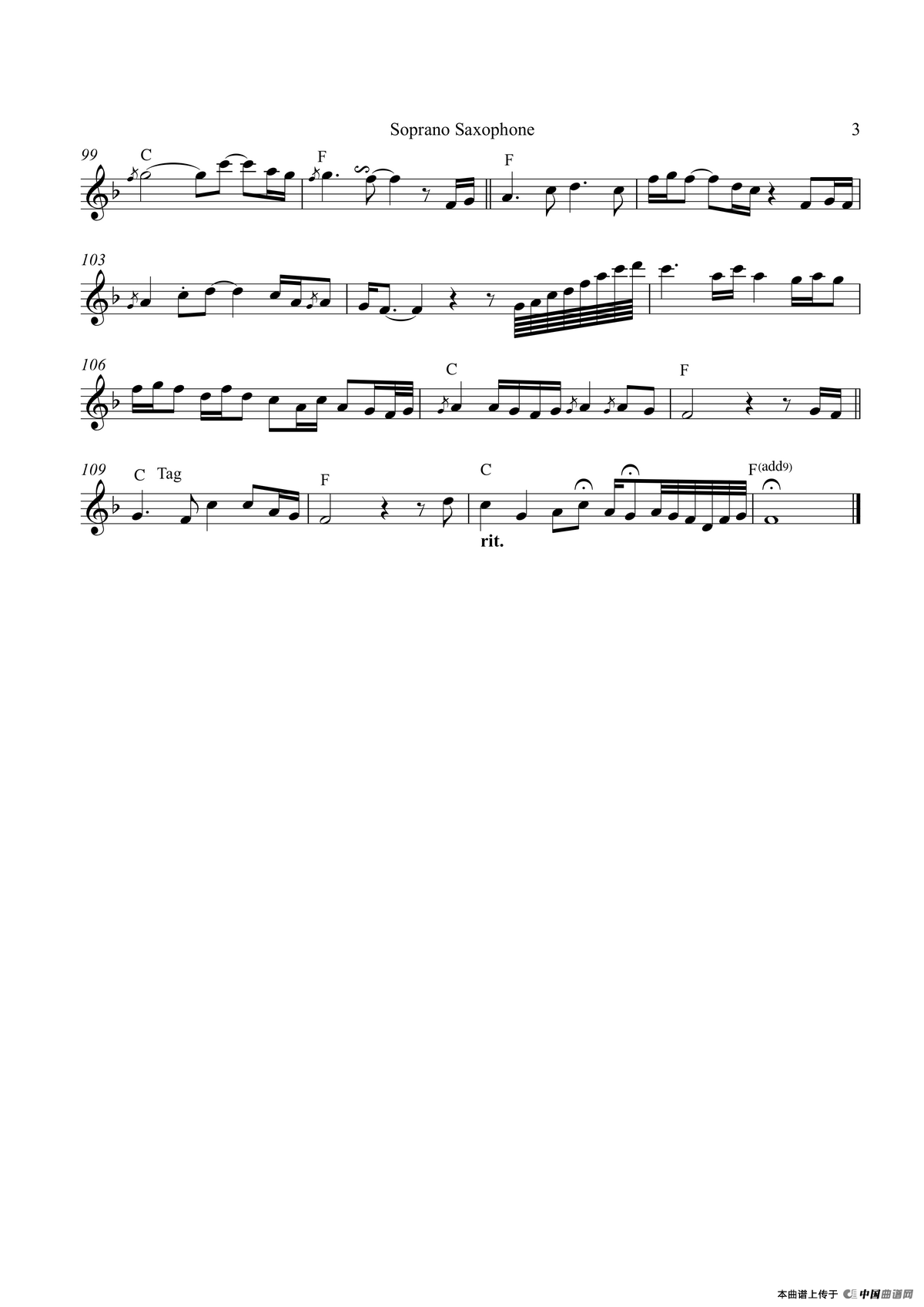 Jasmine Flower（高音萨克斯）古筝曲谱（图3）