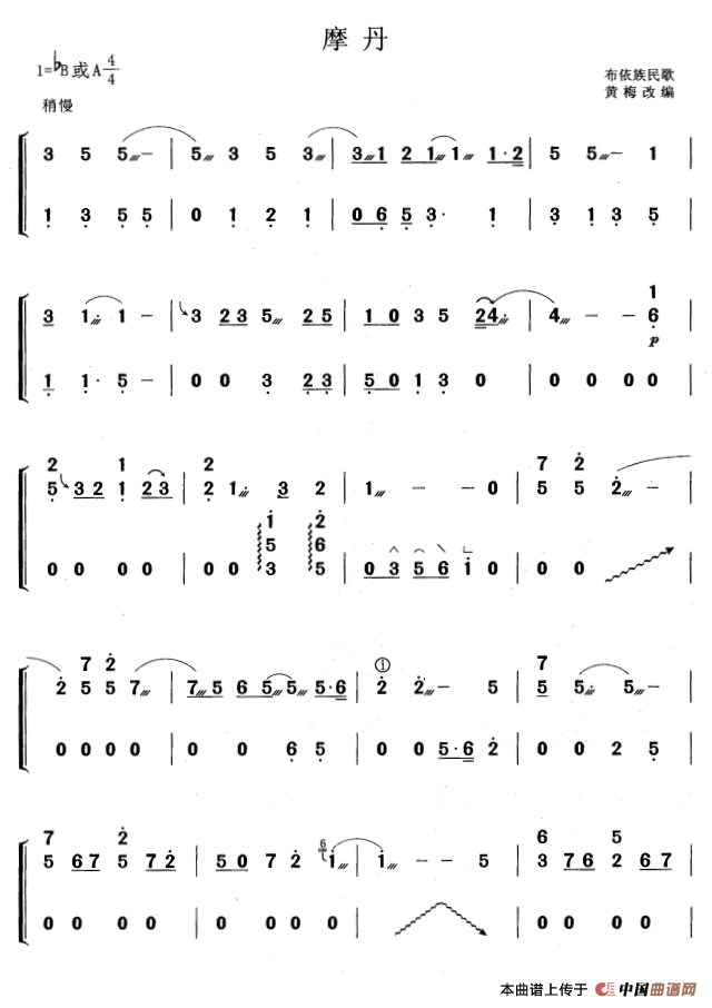 摩丹（黄梅改编版）古筝曲谱（图1）