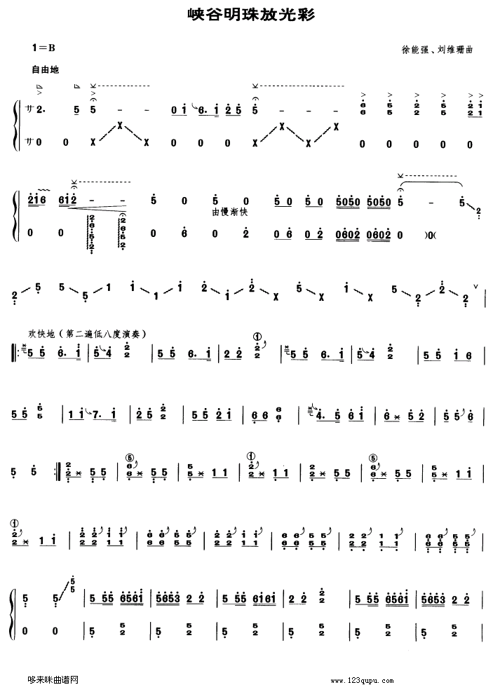 峡谷明珠放光彩古筝曲谱（图1）