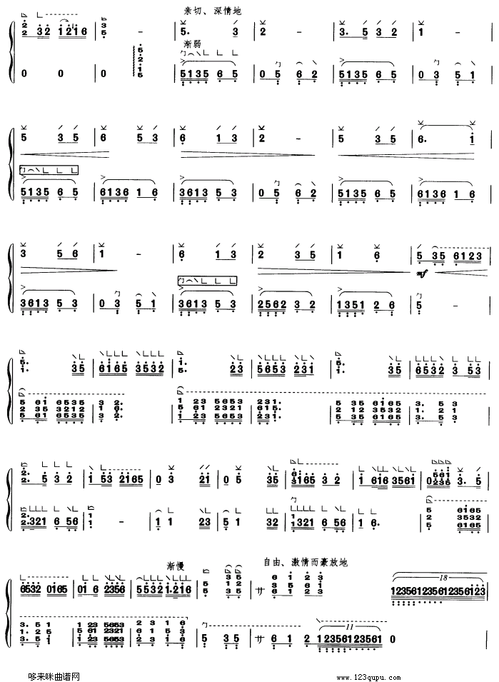 浏阳河古筝曲谱（图3）