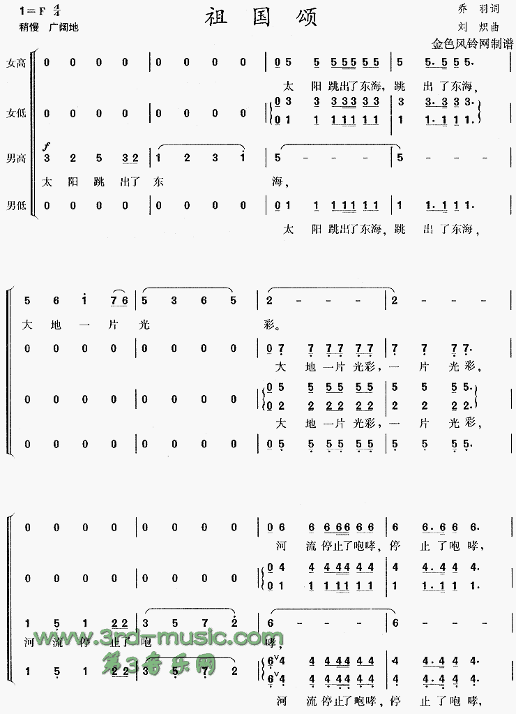 祖国颂[合唱曲谱]合唱曲谱（图1）