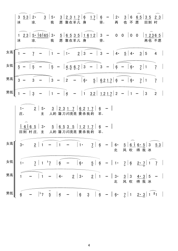 牧羊姑娘(合唱)合唱曲谱（图4）