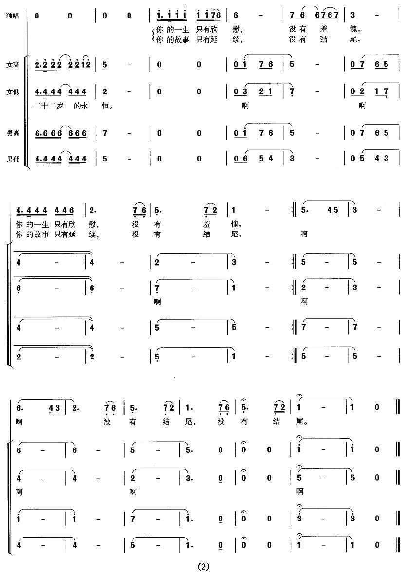 二十二岁的永恒合唱曲谱（图2）