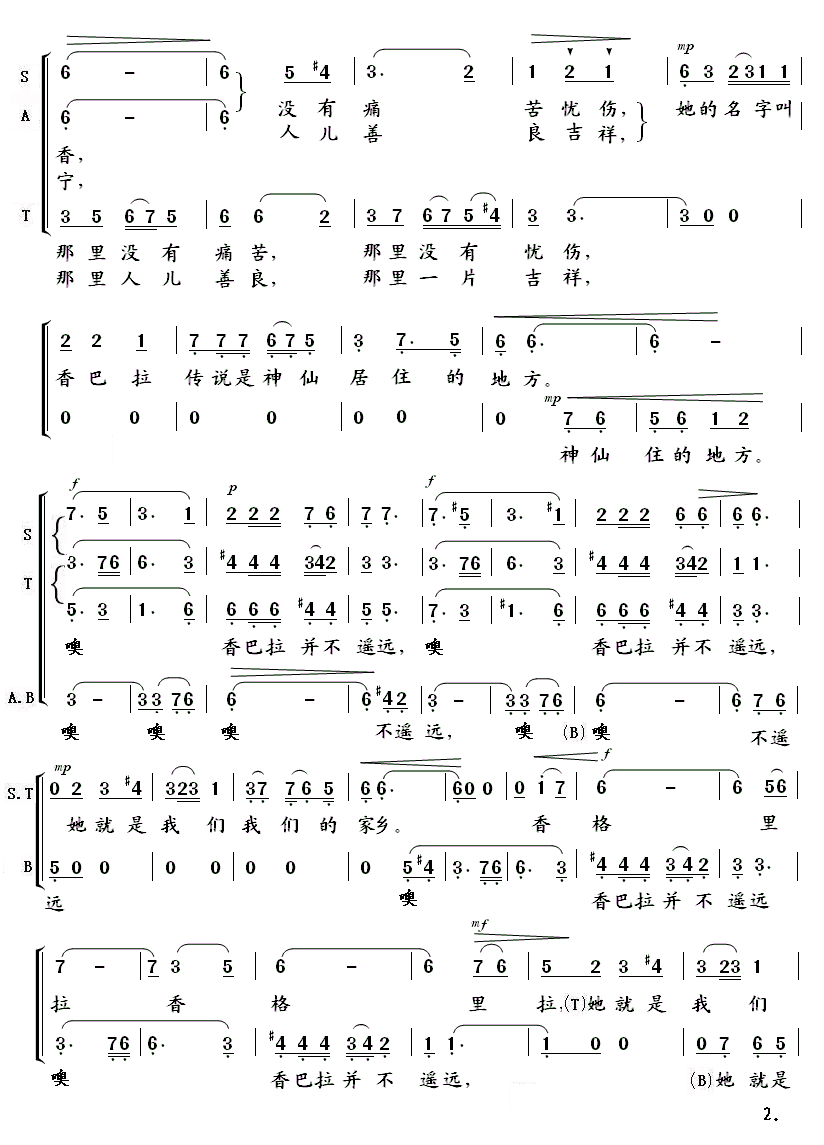 香格里拉（合唱）合唱曲谱（图2）