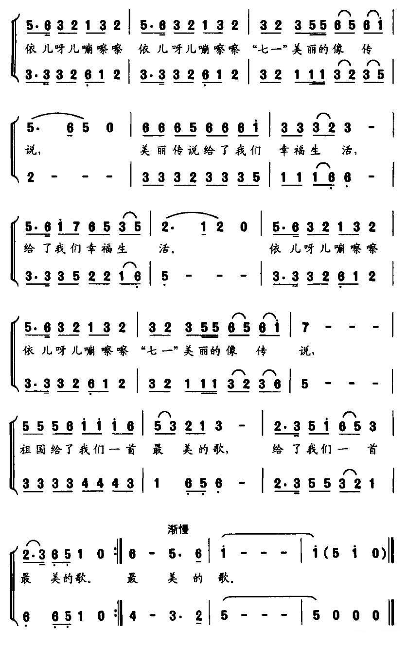 “七·一”的传说（《歌声飘过八十年》插曲）合唱曲谱（图2）