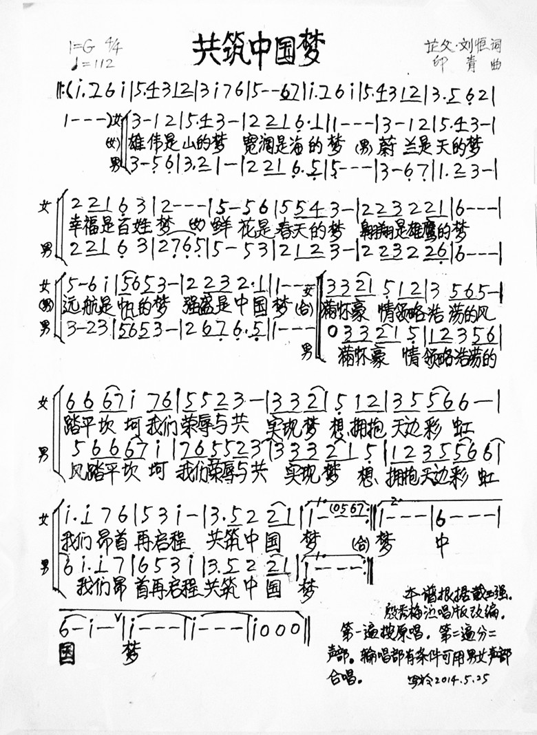 共筑中国梦  男女二声部合唱谱合唱曲谱（图3）