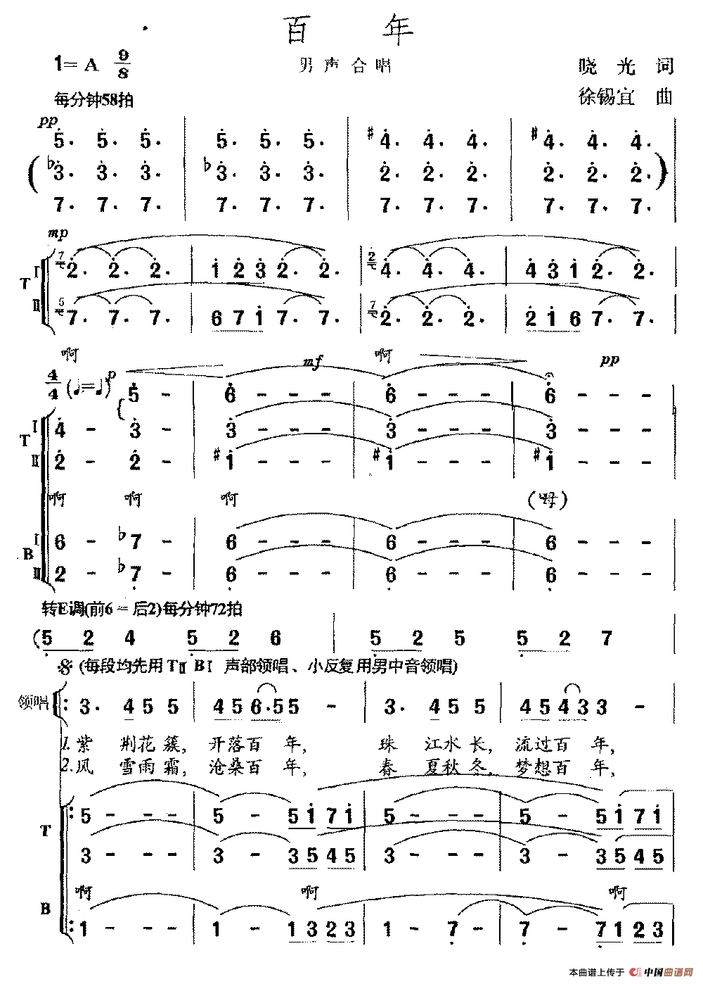 百年合唱曲谱（图1）