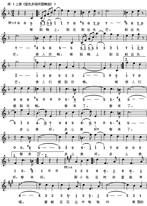 蓝色多瑙河圆舞曲（共二之二）简谱（图1）