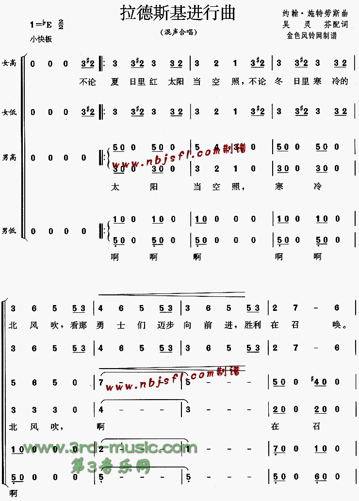 拉德斯基进行曲[合唱曲谱]简谱（图1）