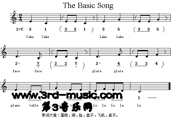 The Basic Song（英文儿童歌）[简谱]简谱（图1）