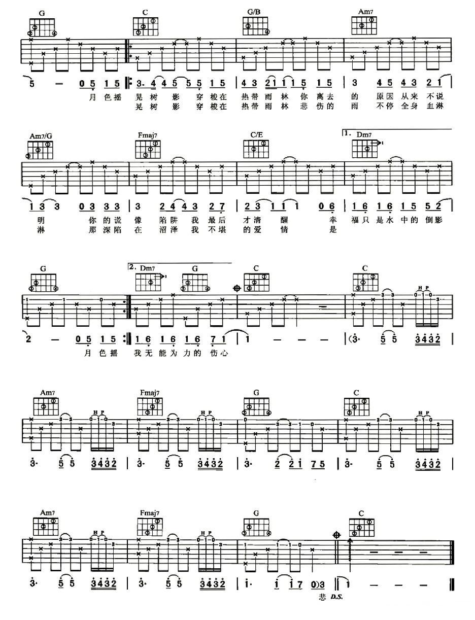 热带雨林吉他谱（图2）