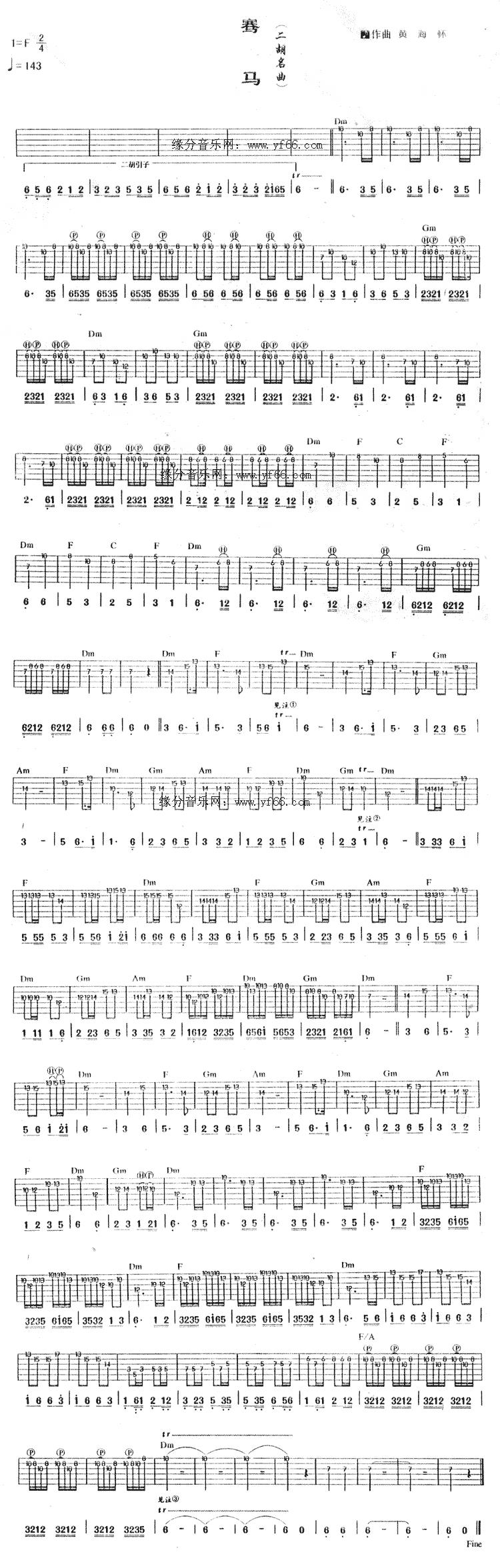 赛马吉他谱（图1）