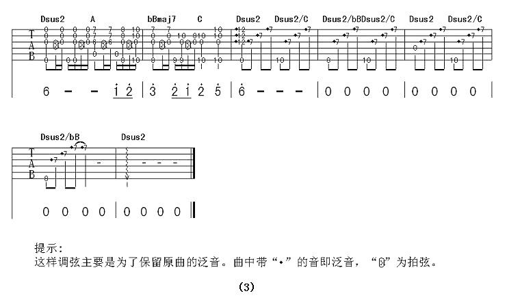 冬季到台北来看雨（指弹谱）吉他谱（图3）