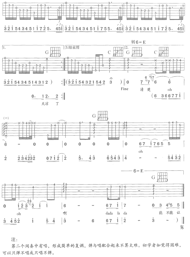 悲伤止步（吉他弹唱）吉他谱（图3）