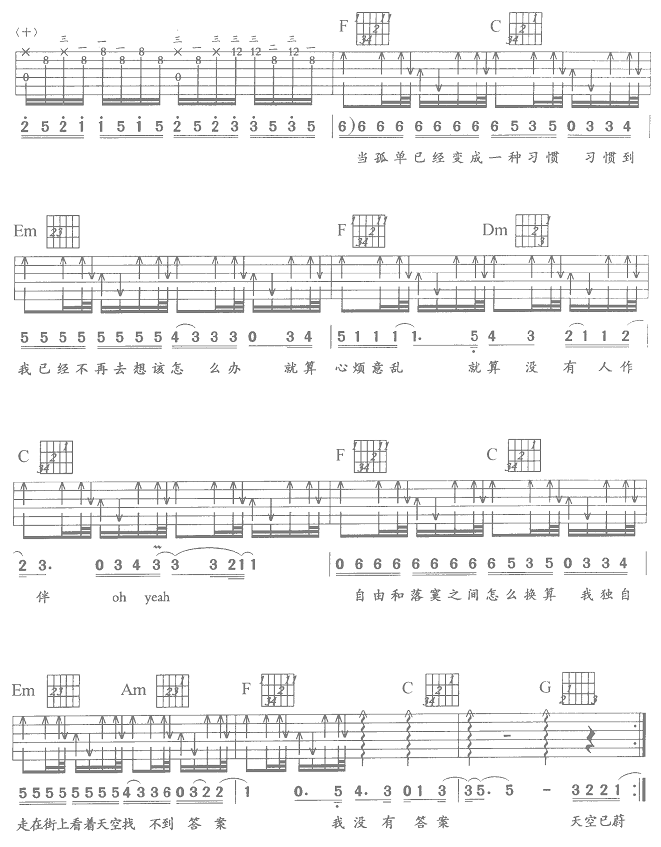 一辈子的孤单（吉他弹唱）吉他谱（图4）