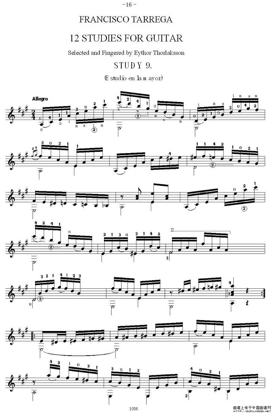 他雷加12首练习曲之9吉他谱（图1）