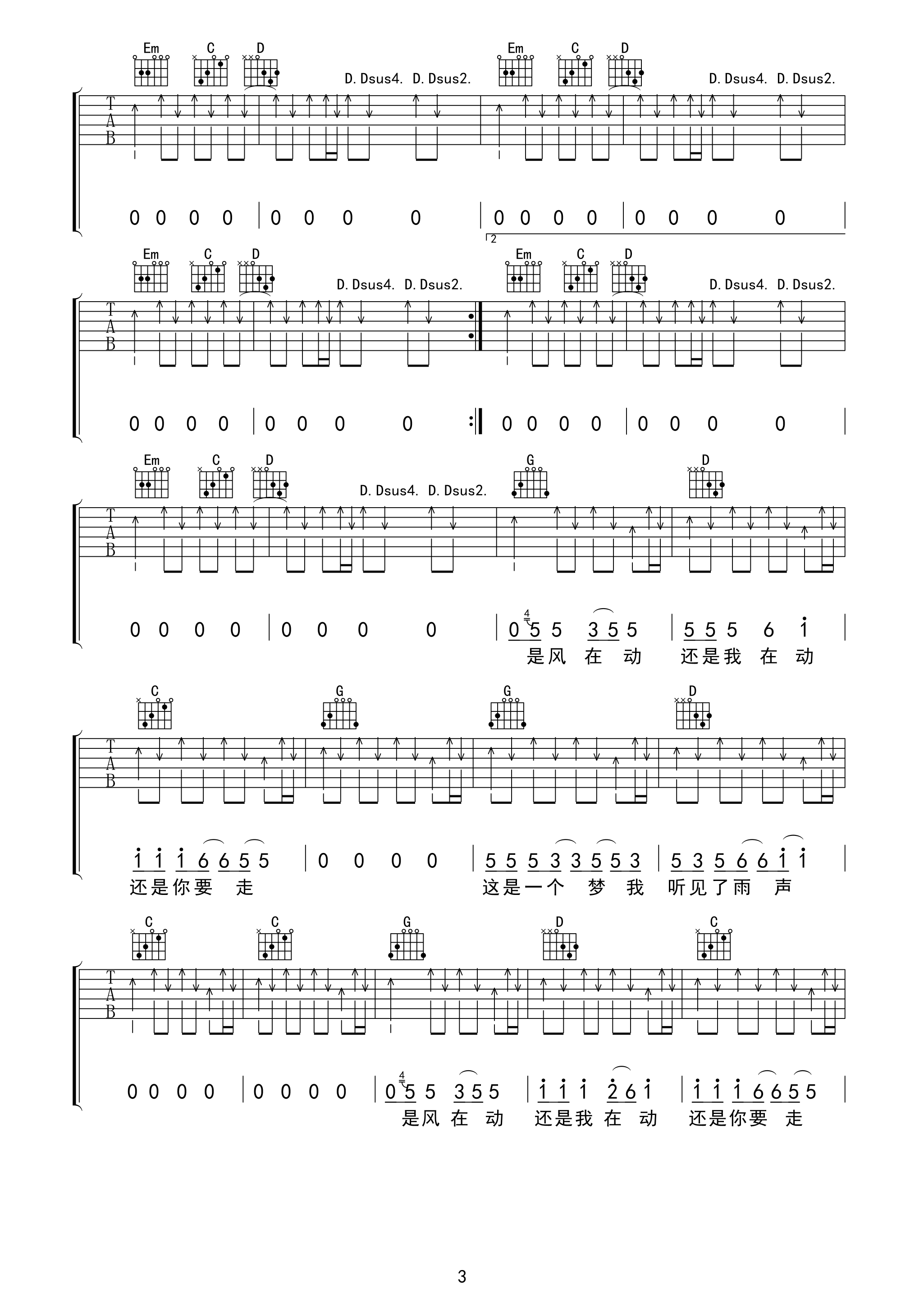 沙建微版《钟》 原版扒带吉他谱（图3）