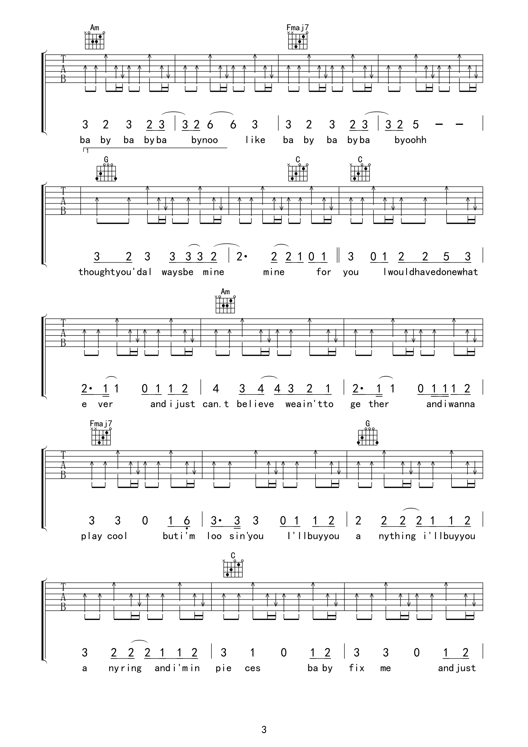 Baby吉他谱（图3）