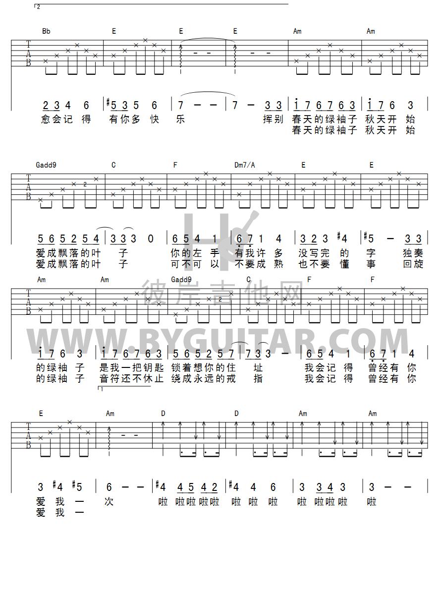 绿袖子（吉他弹唱）吉他谱（图2）