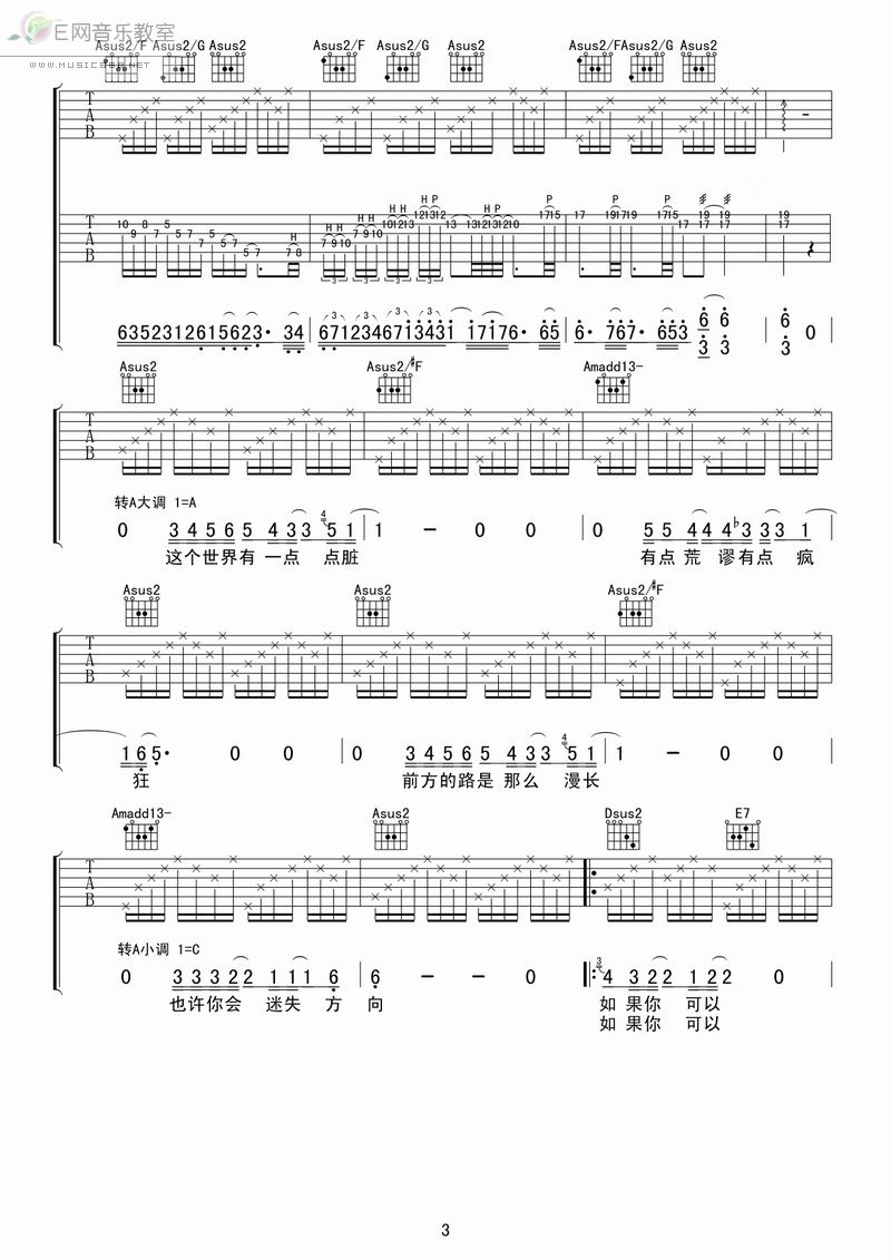 向阳花吉他谱（图3）